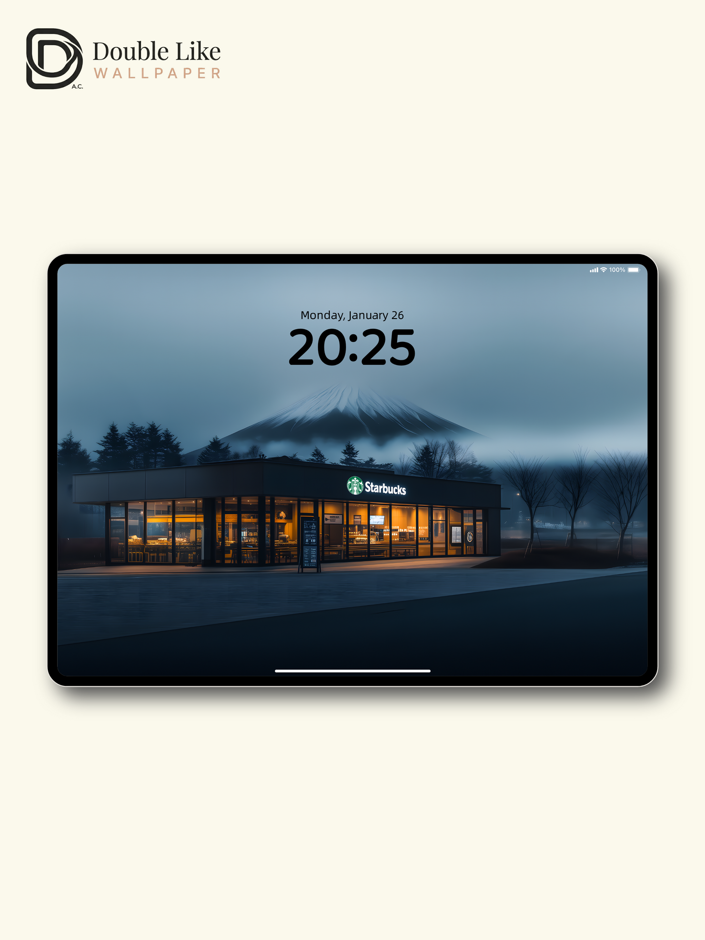 Foggy Night Mt.Fuji Starbucks Japanese Vibe Full Wallpaper Set [#ZMY008]