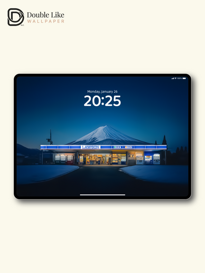 Combined Product Name: Dusk Dark Blue Mount Fuji Lawson Convenience Store Lonely Calming Atmospheric Japanese Winter Landscape Full-Device Wallpaper Pack [#ZMY044]