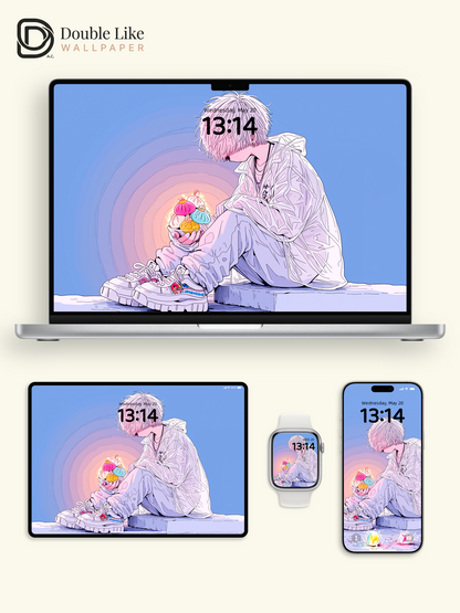 Anime Boy Glowing Pastel Dumplings Aesthetic Wallpaper Pack [#HW1466]