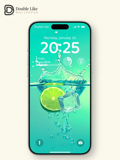 Mint Lime Ice Water Refreshing Minimal Illustration Wallpaper, [#LFHL1010]