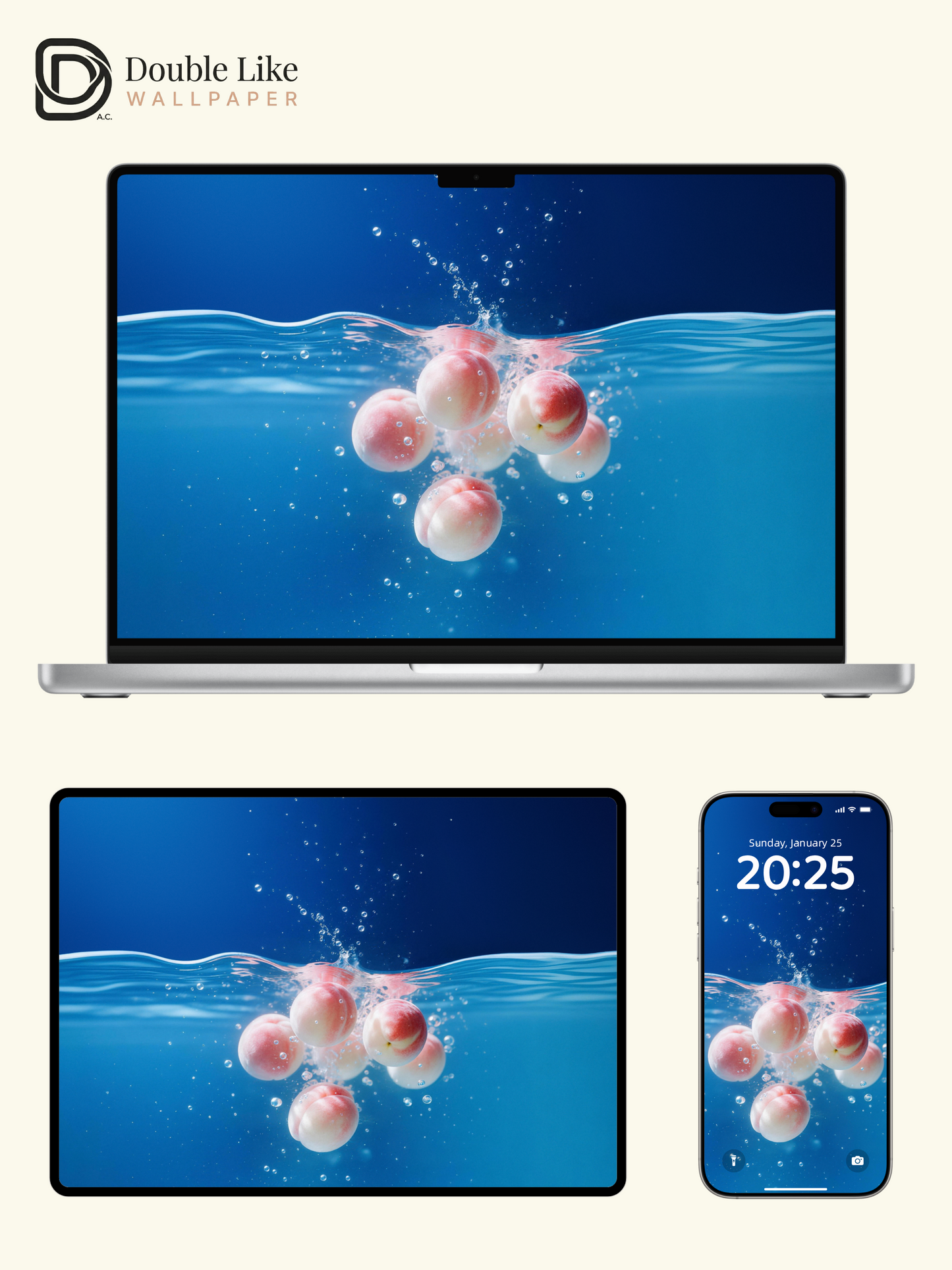 Aesthetic Fresh Peach Splash Water Surface Wallpaper Pack [#LFHL30608]