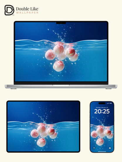 Aesthetic Fresh Peach Splash Water Surface Wallpaper Pack [#LFHL30608]