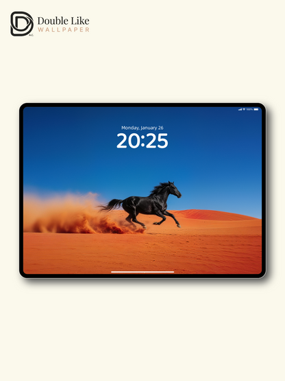 Running Black Horse In Red Desert Motivational Wilderness Wallpaper Pack [#LFHL30320]