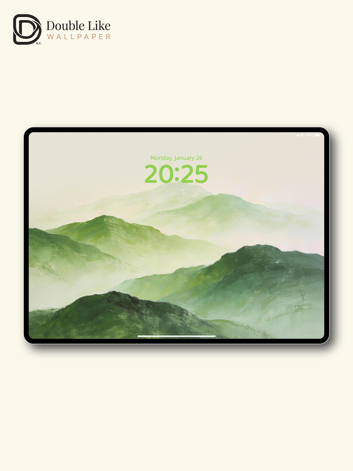 Chinese Style Textured Green Layered Mountain Minimal Calming Aesthetic Landscape Wallpaper Pack [#LFHL30411]