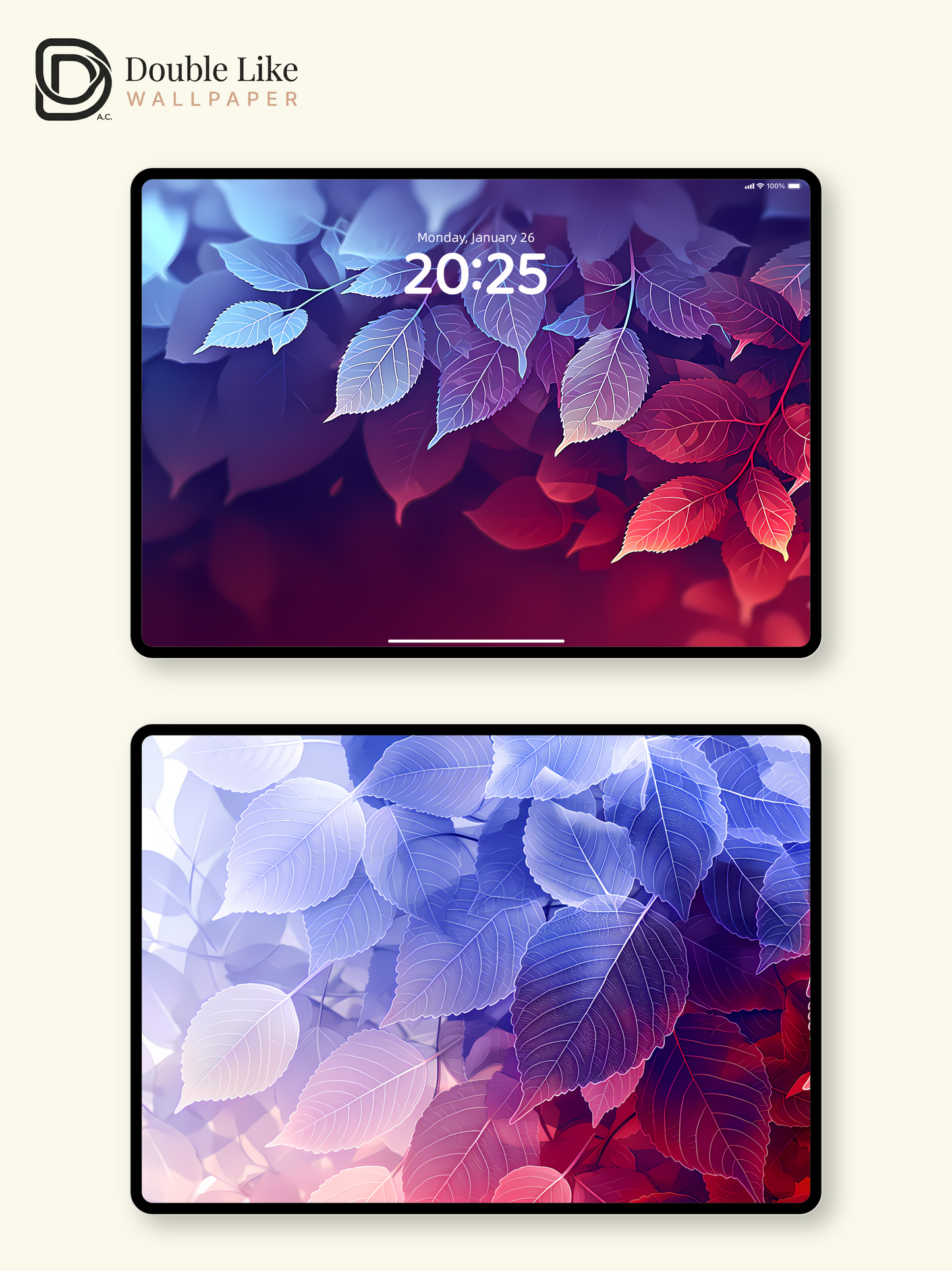 Aesthetic Translucent Gradient Leaves Multi Device Wallpaper Pack [#LFHL1069]