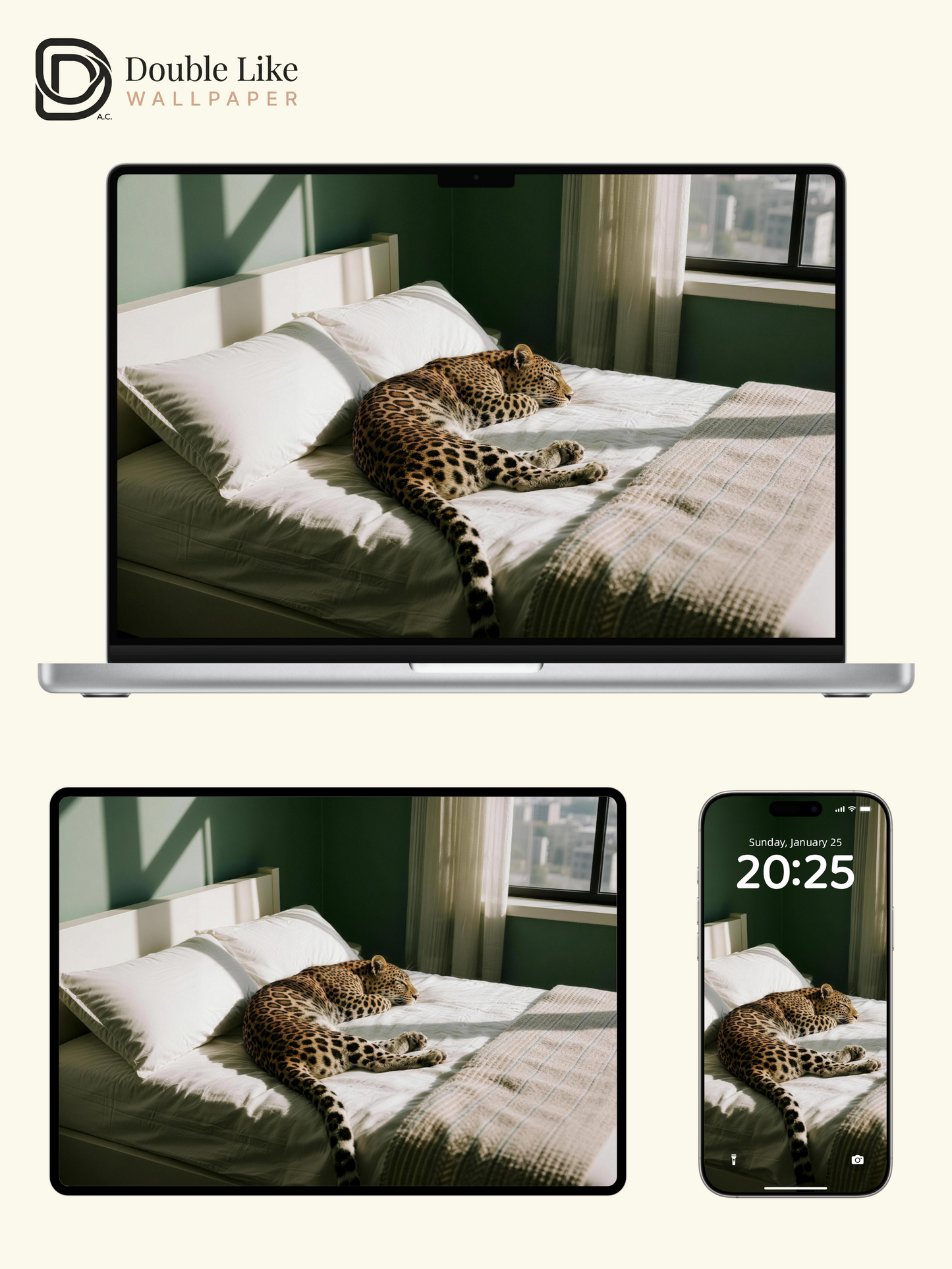 Minimal Light Lazy Leopard Aesthetic Wallpaper Pack [#LFHL30506]