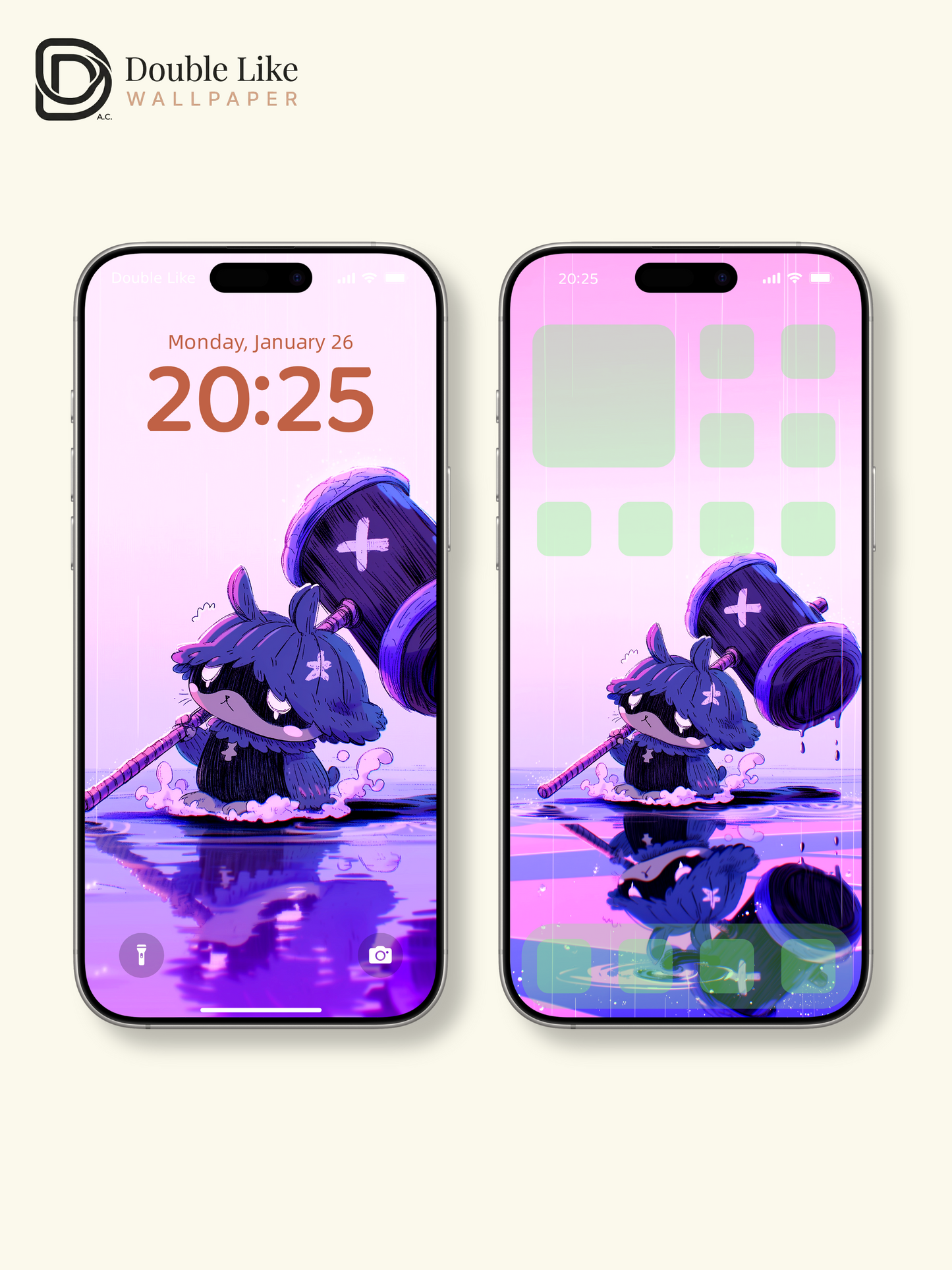 Cute Masked Bunny Big Hammer Rainy Aesthetic Wallpaper Pack [#HW1508]