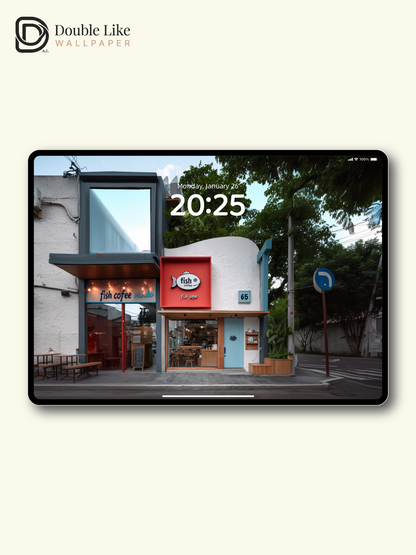 Cozy Corner Fish Coffee Shop Street Aesthetic Wallpaper Pack [#JJ1411]