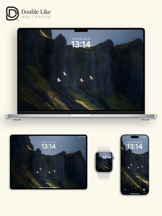 Green Meadow Blue Sky Minimalist Nature Landscape Wallpaper Pack [#ZMY019]
