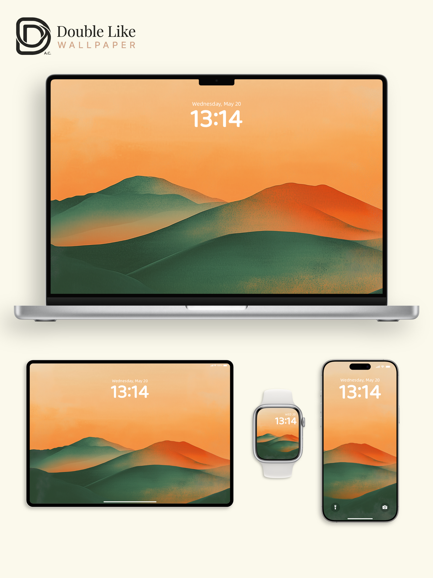 Abstract Golden Hour Mountain Waves Aesthetic Landscape Wallpaper Pack [#ZMY535]