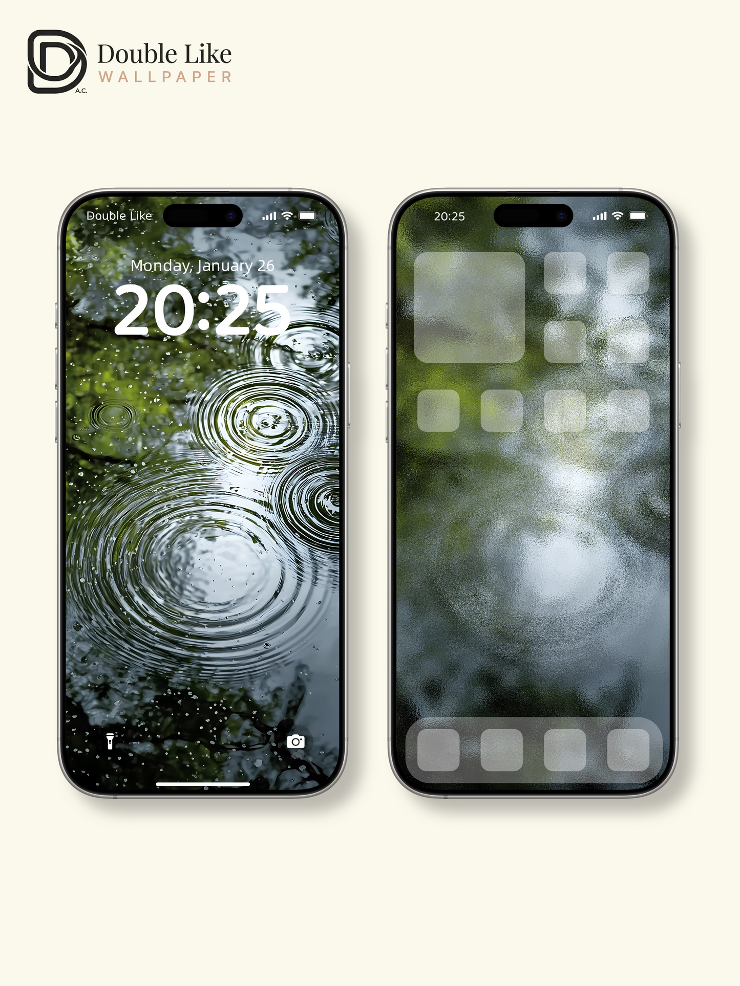 Peaceful Rain Ripples Green Water Nature Wallpaper Pack [#ZJYX0755]