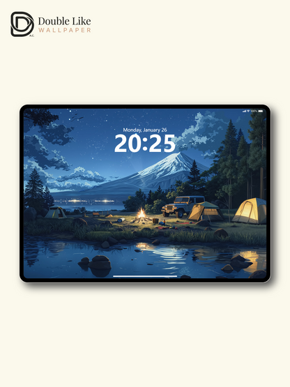 Starry Night Camping Mountain Lake Anime Aesthetic Wallpaper Pack [#WGF014]