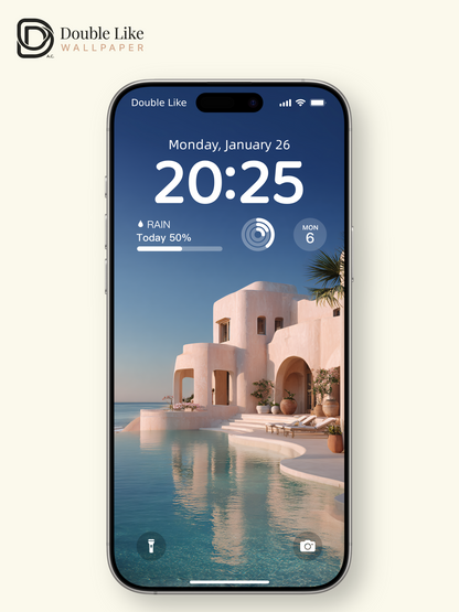 Mediterranean Coastal Villa & Curved Pool Aesthetic Wallpaper Pack [#JJ1242]