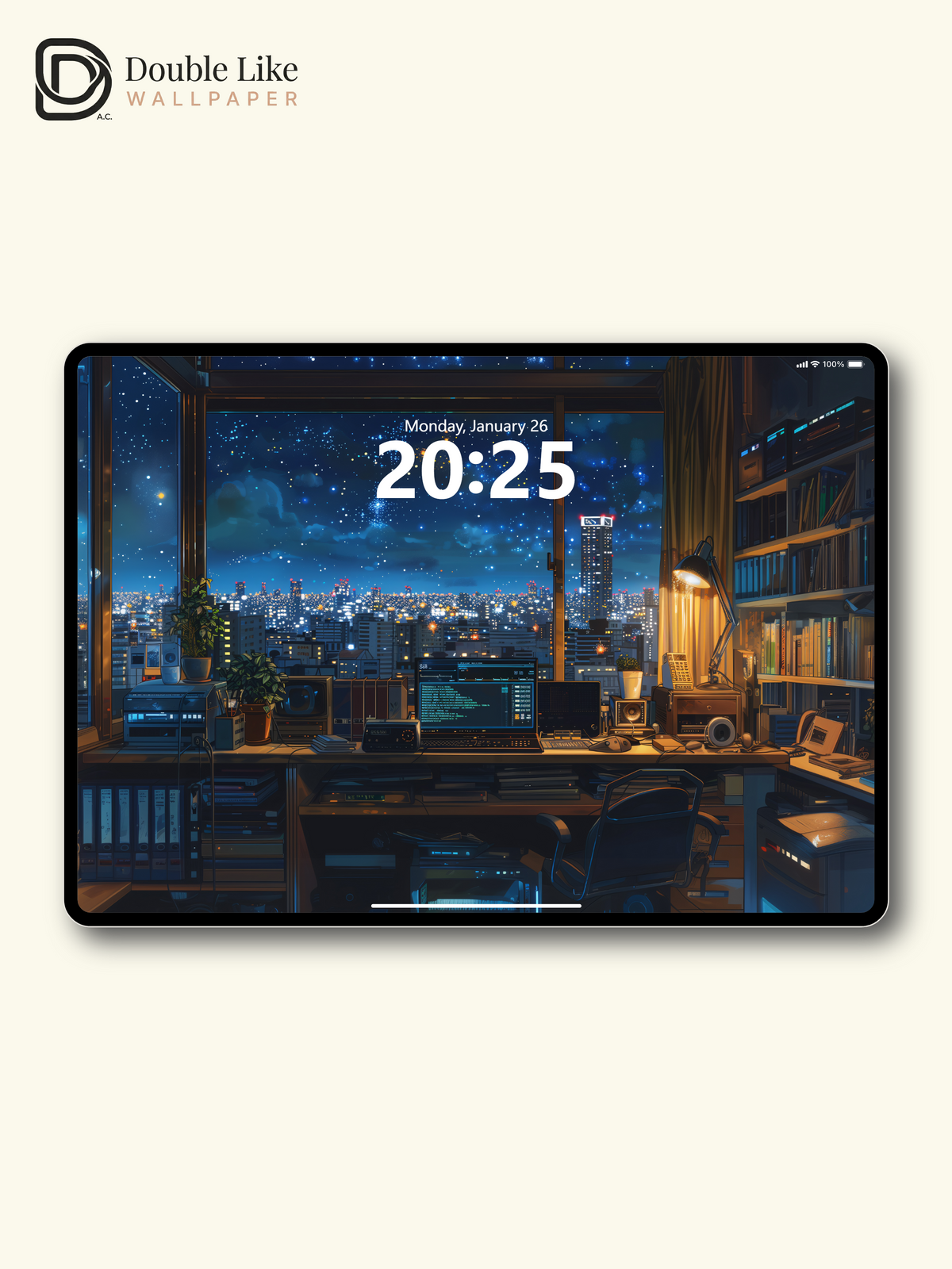 Cozy Starry Night Room Workspace Anime Aesthetic Wallpaper Pack [#WGF088]