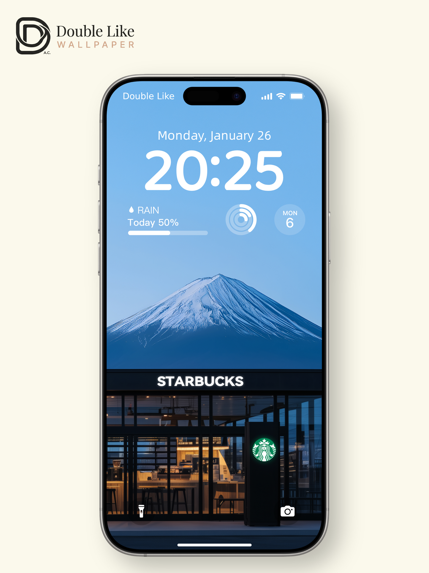 Mount Fuji Minimalist Twilight Coffee Store Aesthetic Wallpaper Pack [#JJ20413]