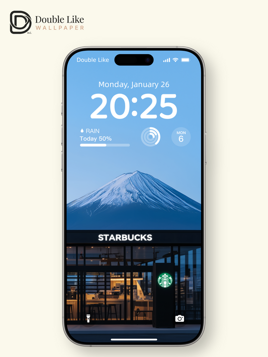 Mount Fuji Minimalist Twilight Coffee Store Aesthetic Wallpaper Pack [#JJ20413]