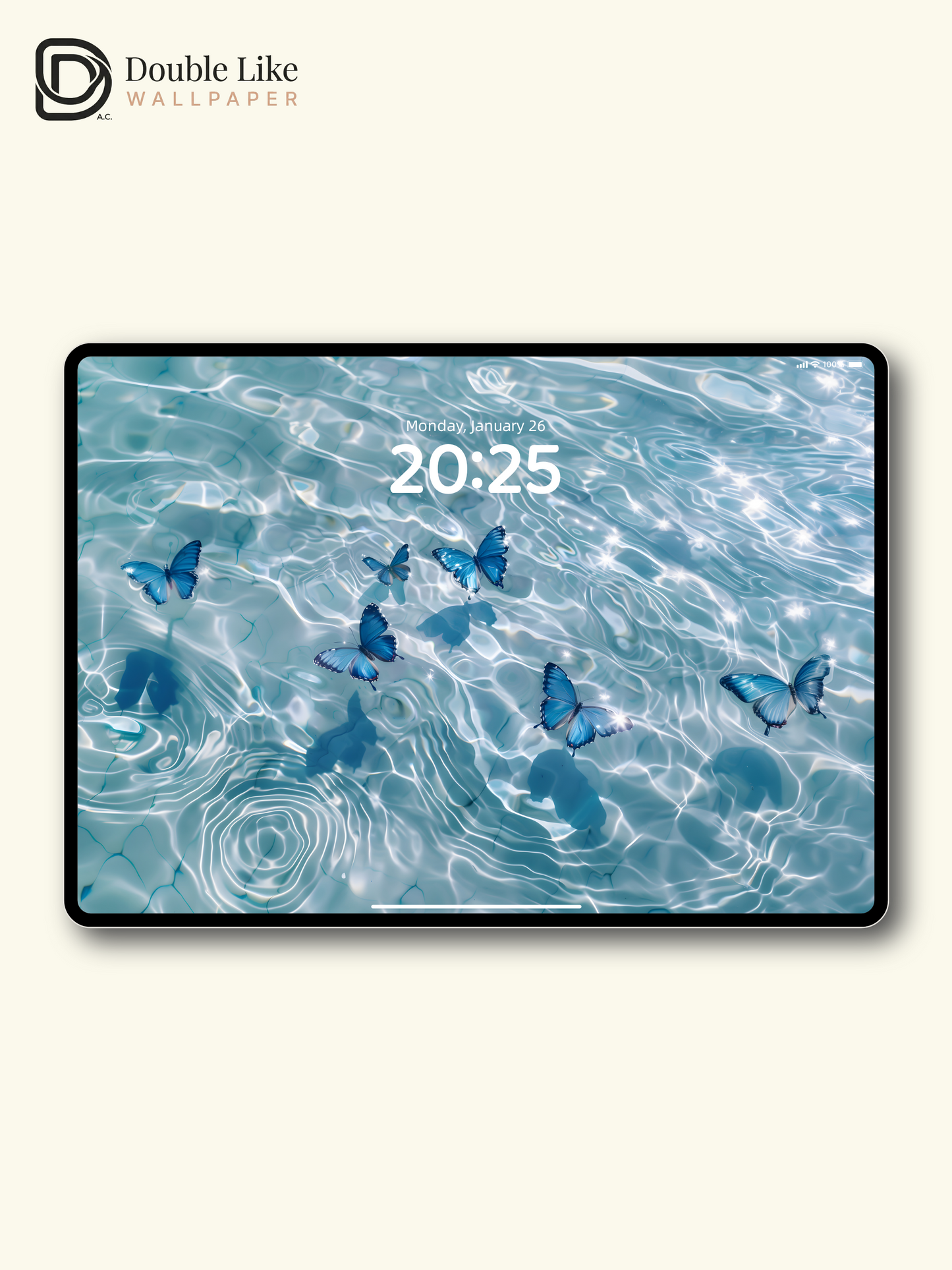 Dreamy Blue Butterflies Sparkling Water Aesthetic Wallpaper Pack [#ZJYX0196]