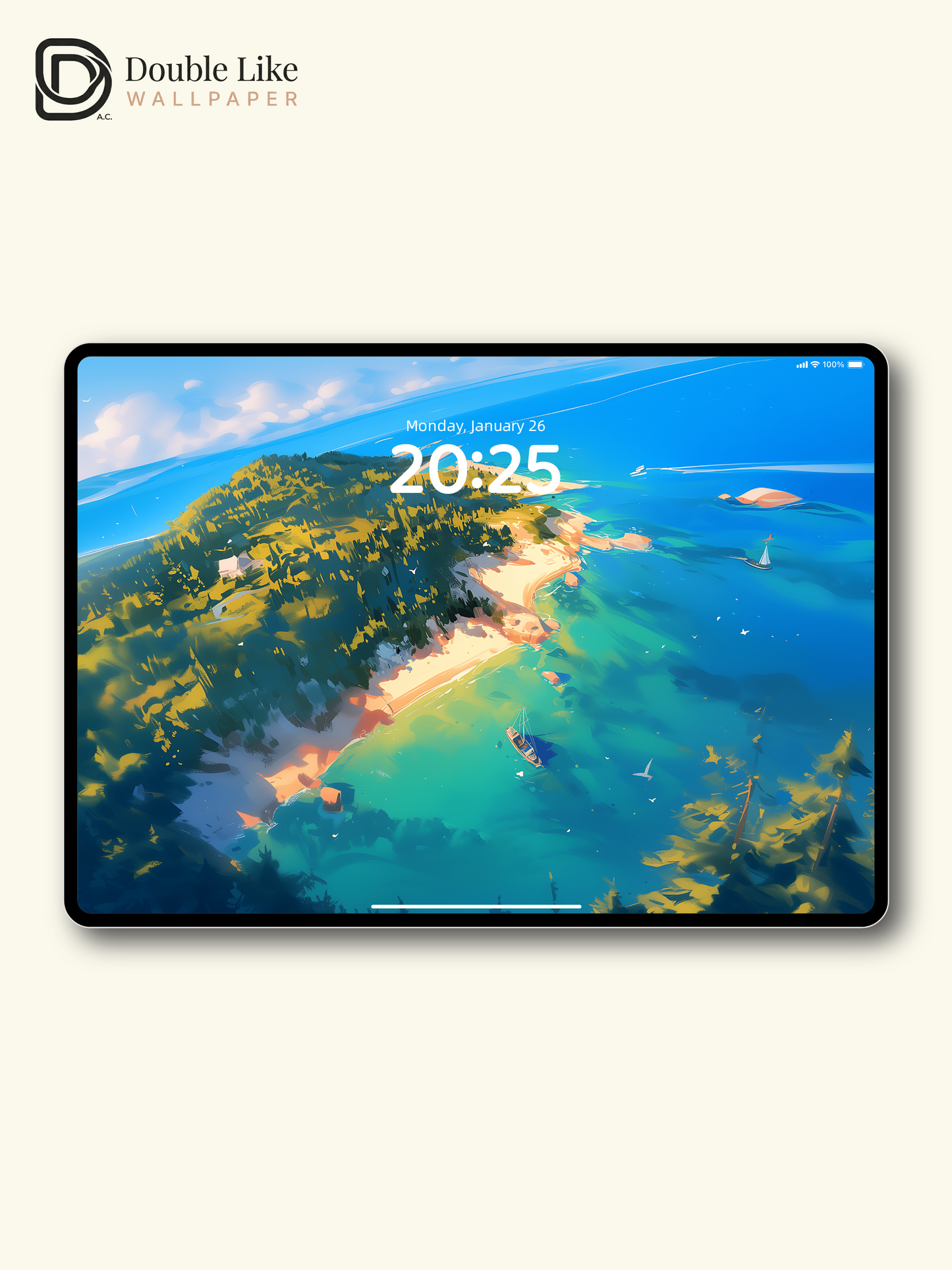 Aerial Island Coastline Ocean Summer Digital Art Wallpaper Pack [#ZJY558]