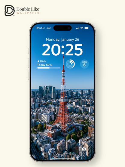 Tokyo Tower Skyline Daytime Blue Sky Aesthetic Wallpaper Pack [#JJ1374]
