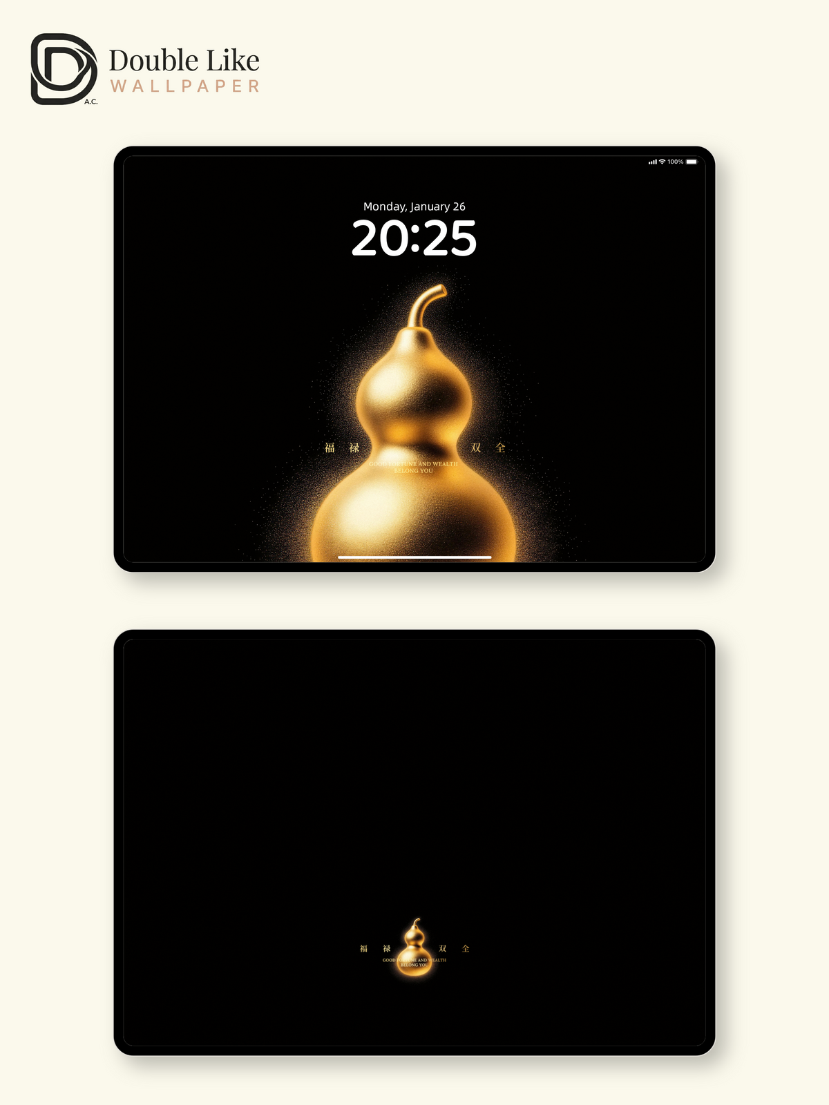 Golden Gourd & Black Minimalist Aesthetic Wallpaper Pack [#JJ230906]