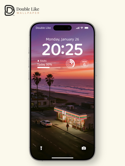 Coastal 7-Eleven Twilight Beach Sunset Aesthetic Wallpaper Pack [#JJ230808]