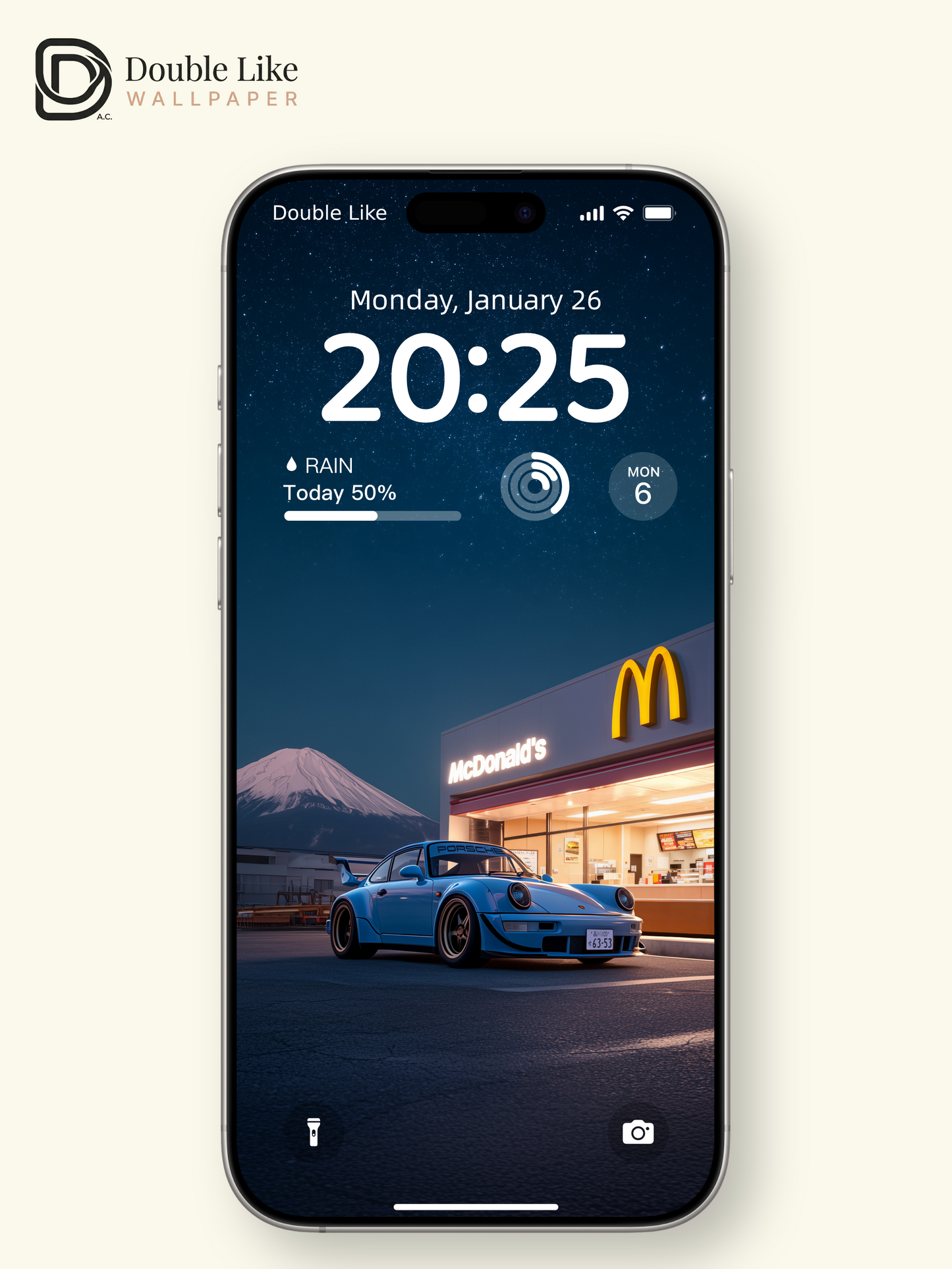 Starry Night Mount Fuji Sports Car & McDonald's Aesthetic Wallpaper Pack [#JJ20926]