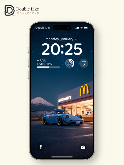 Starry Night Mount Fuji Sports Car & McDonald's Aesthetic Wallpaper Pack [#JJ20926]