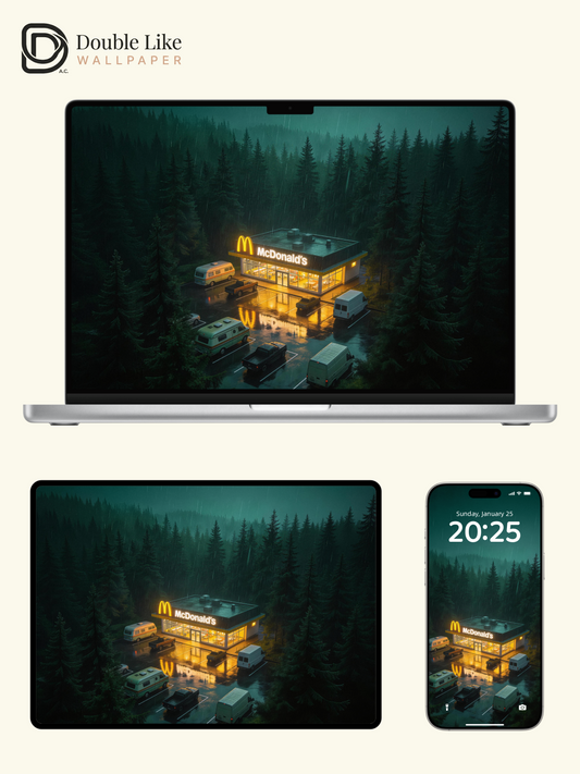 Rainy Forest Night McDonald's Shelter Aesthetic Wallpaper Pack [#JJ230911]