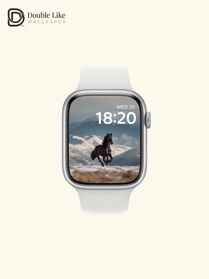 Majestic Wild Horse Running in Snow Mountain Photography Wallpaper Pack [#JJ1205]