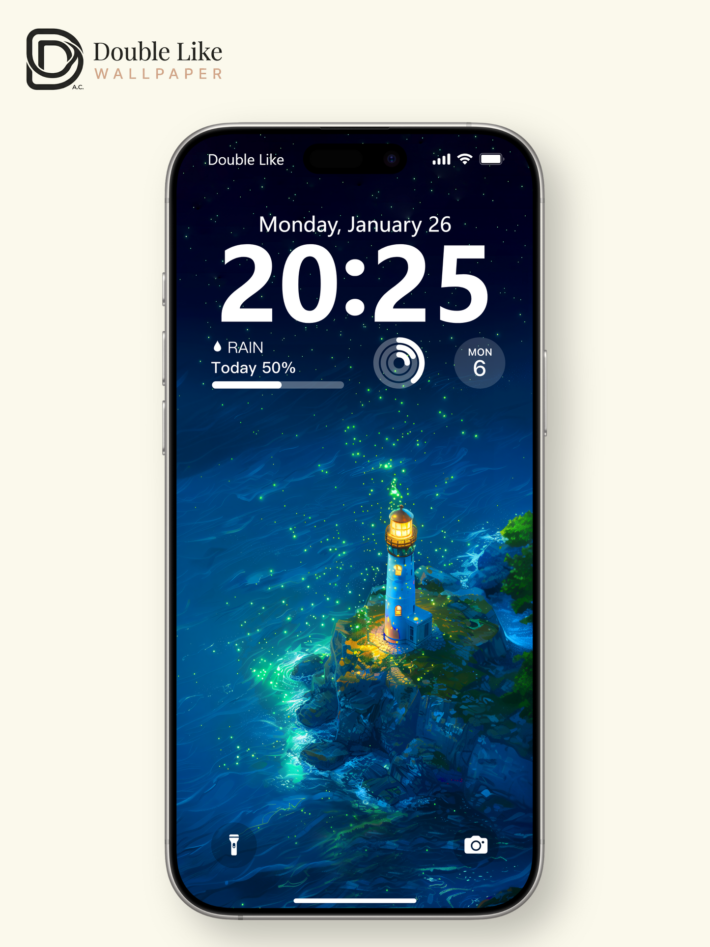 Glowing Lighthouse Ocean Digital Art Dreamy Wallpaper Pack [#WGF038]
