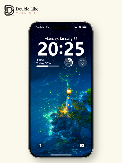 Glowing Lighthouse Ocean Digital Art Dreamy Wallpaper Pack [#WGF038]