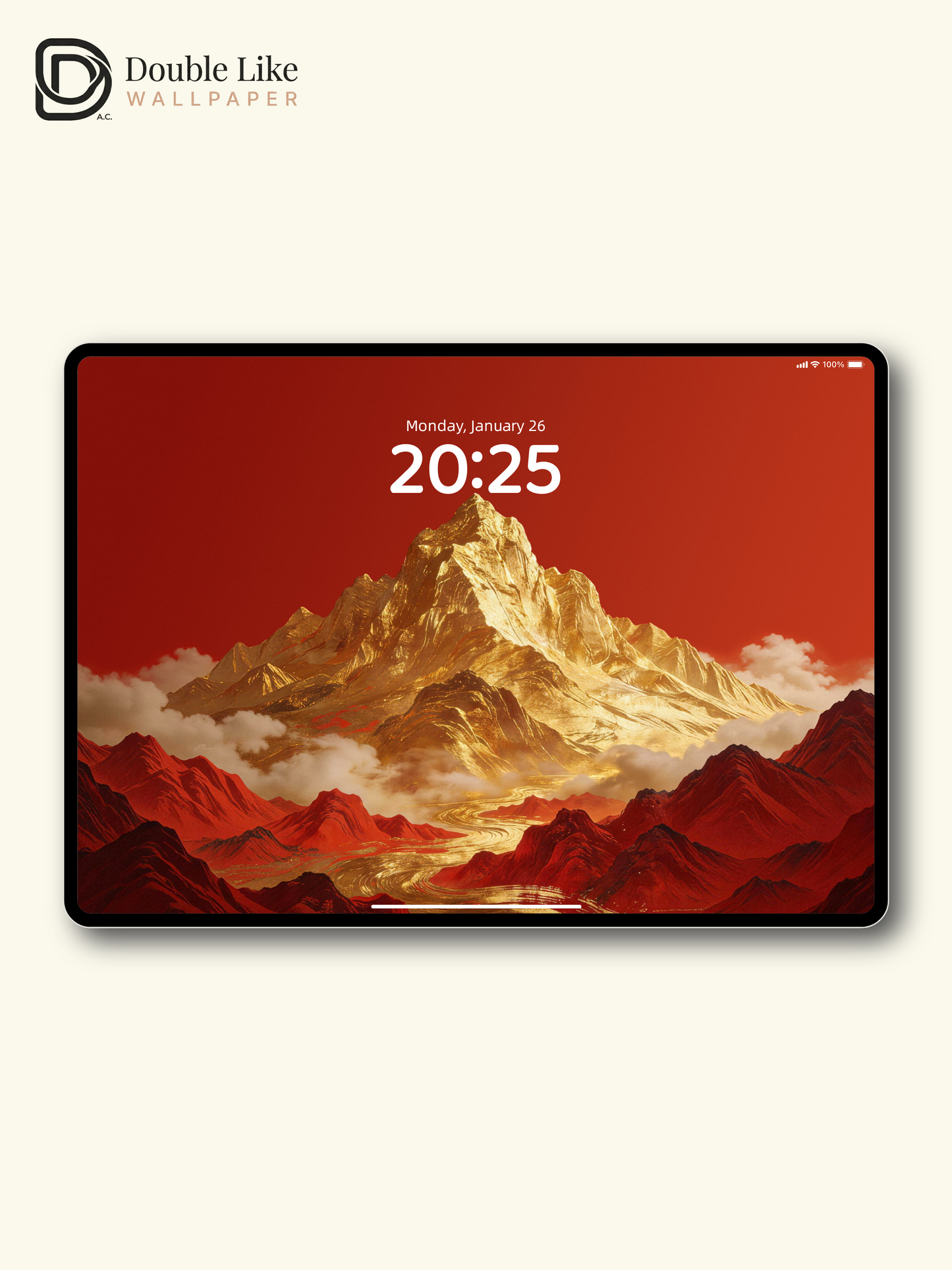 Chinese Style Red Golden Mountain River Inspirational Wallpaper Pack [#LFHL30205]