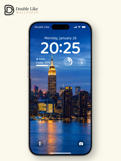 New York City Skyline Twilight Water Reflection Landscape Wallpaper Pack [#ZJYR002]