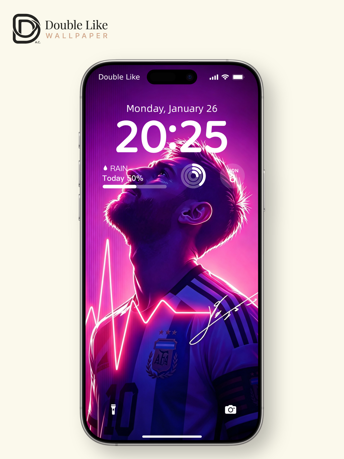 Messi Neon Heartbeat Vibe Illustration Full Wallpaper Pack [#HWWc005]