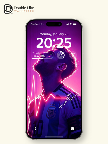 Messi Neon Heartbeat Vibe Illustration Full Wallpaper Pack [#HWWc005]