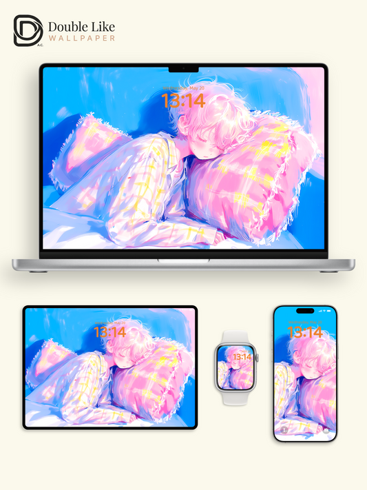 Dreamy Sleeping Anime Boy Pastel Aesthetic Digital Wallpaper Pack [#HW1464]