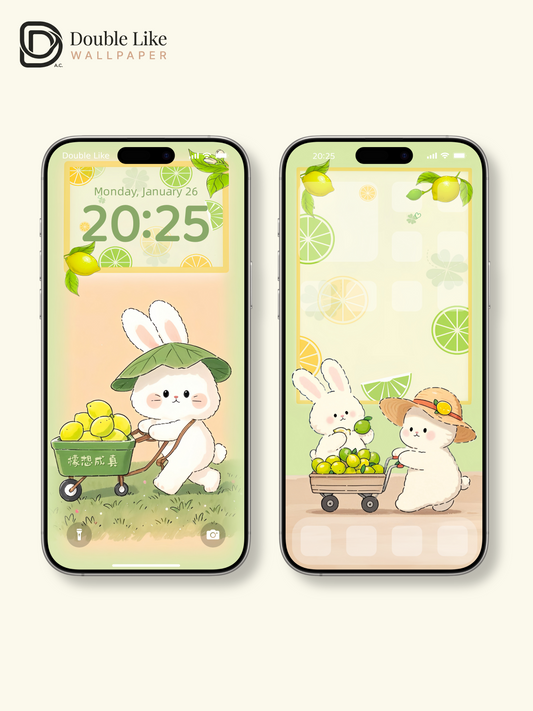 Aesthetic Cute Bunny Lemon Inspirational Illustration Wallpaper Pack [#JJ06]