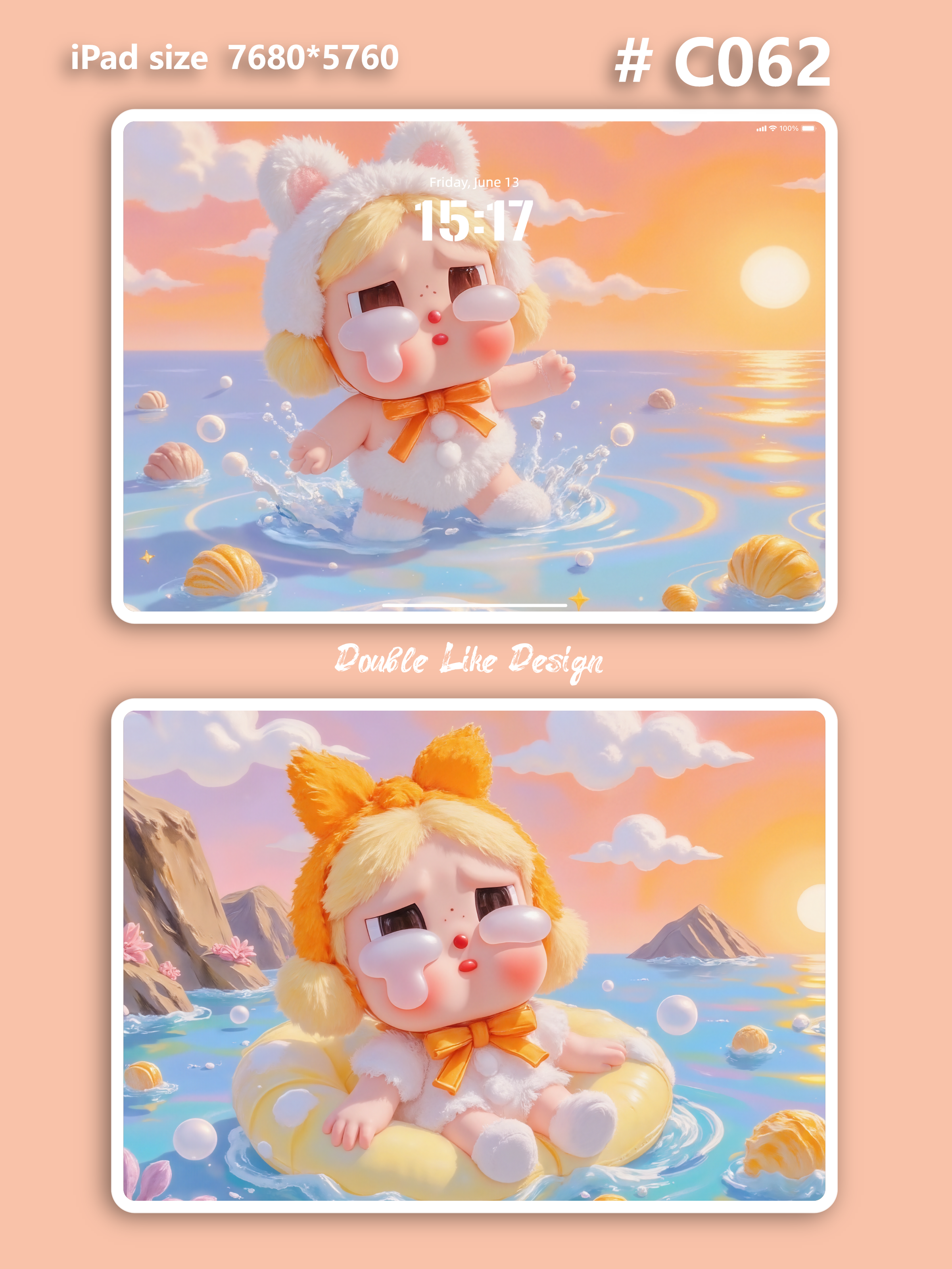 Watching Sunset on Beach [#C062]