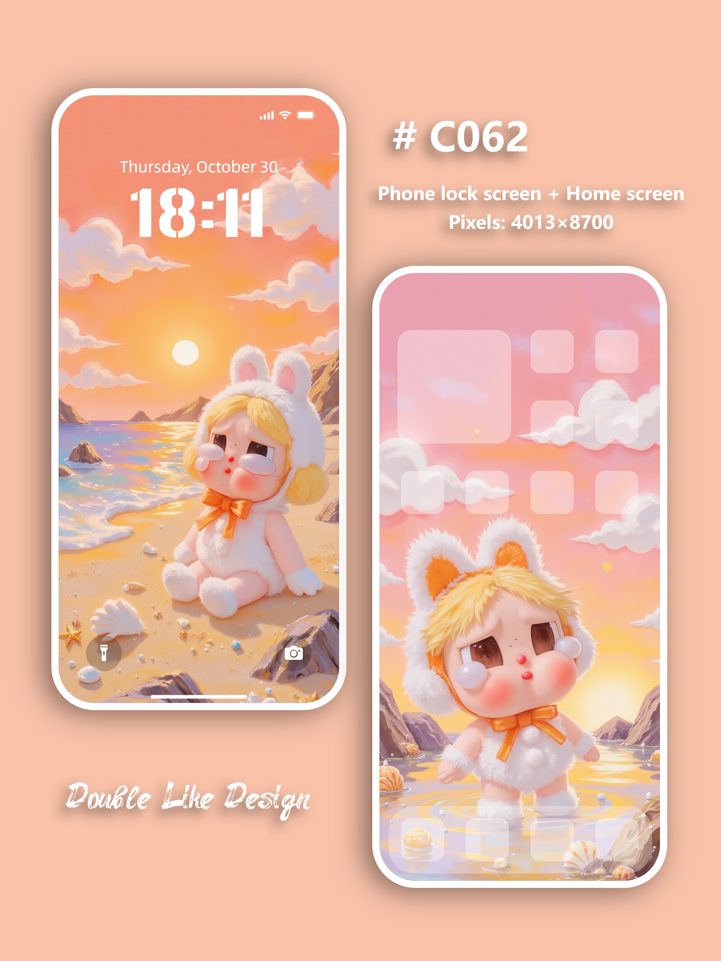 Watching Sunset on Beach [#C062]