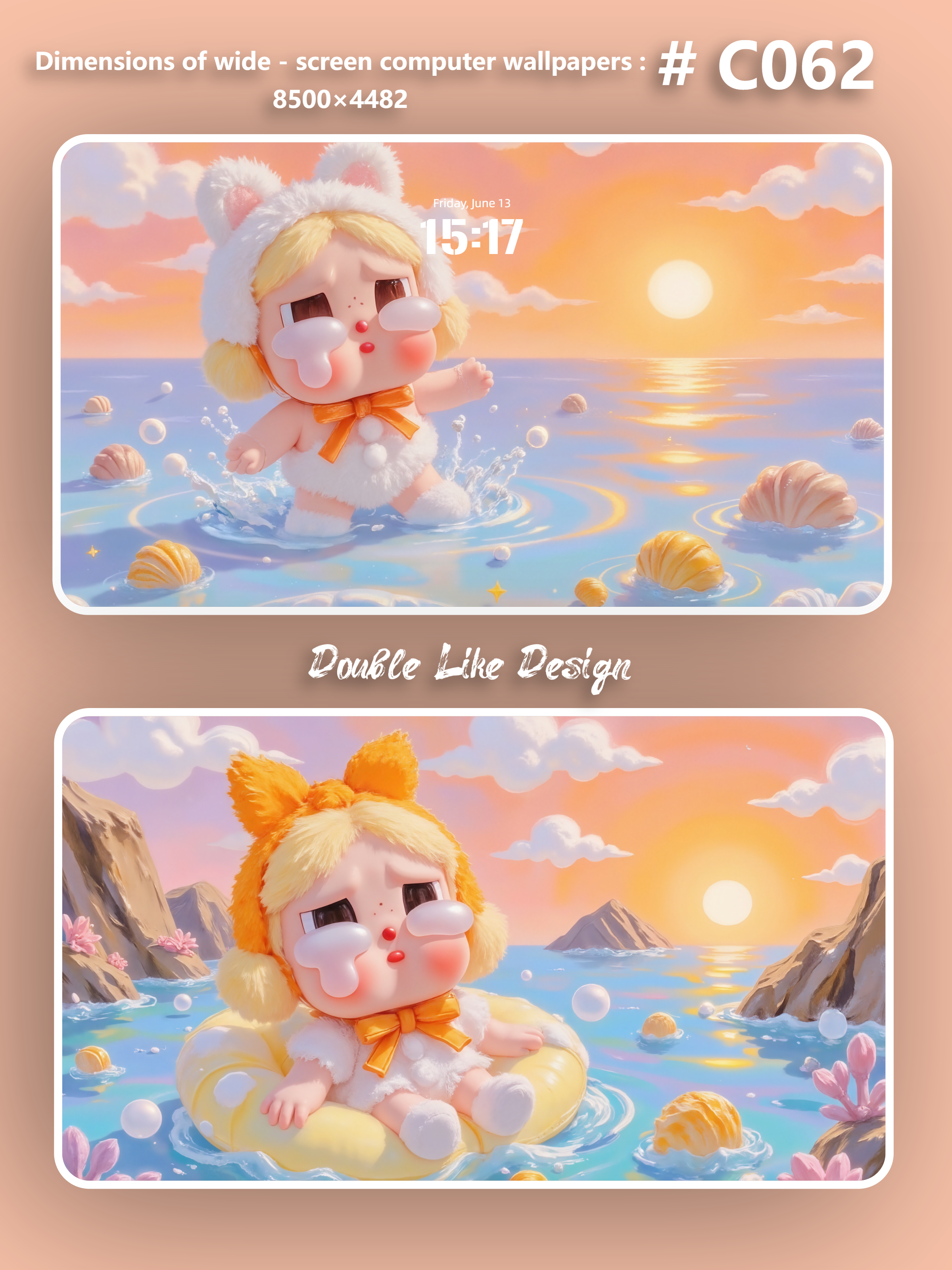 Watching Sunset on Beach [#C062]