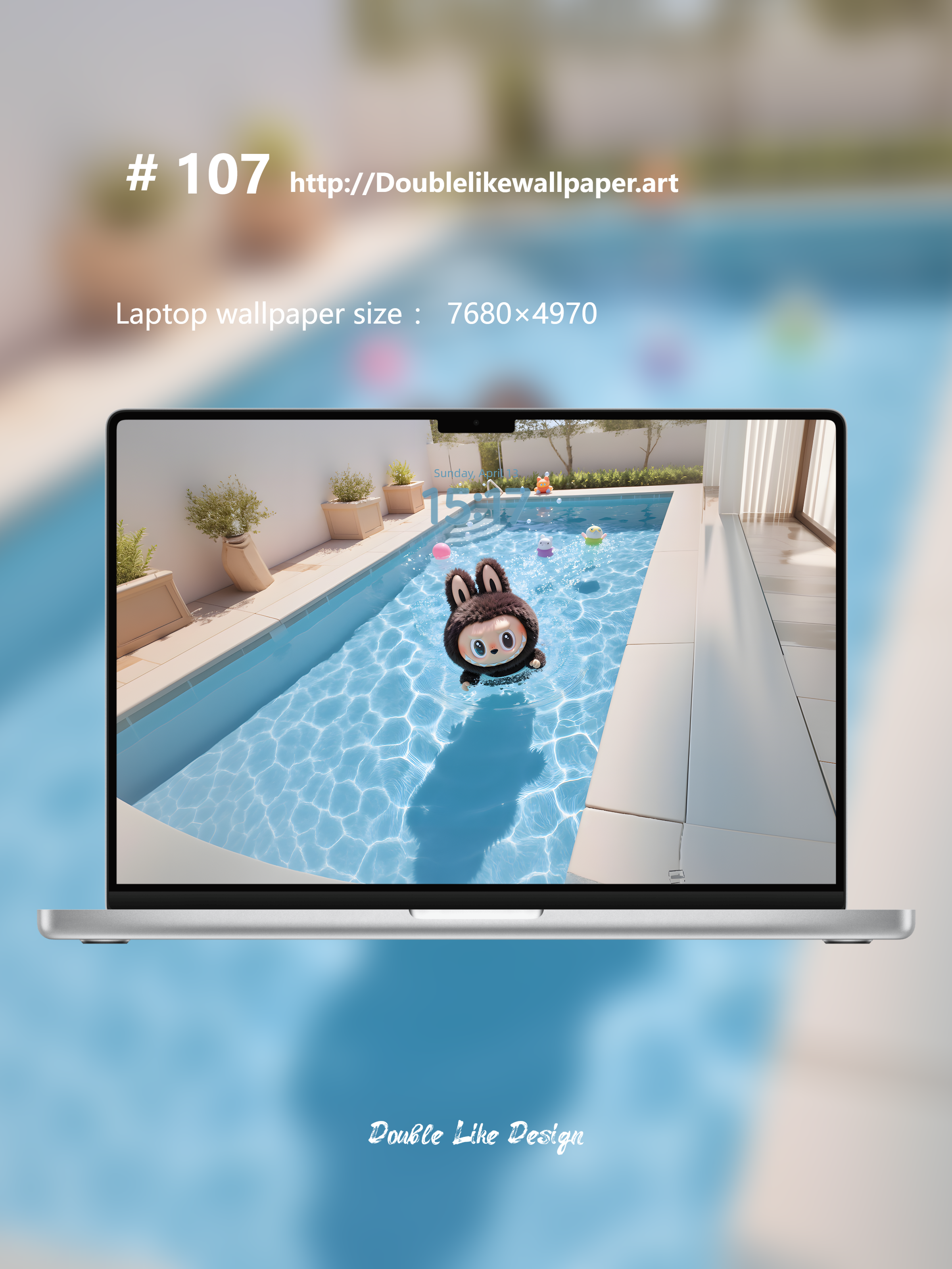 Brown Fluffy Doll by the Pool [#107]